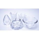 A selection of Orrefors, Sweden, clear glass bowls and vases