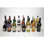 Selection of bottles of wine, port; other alcoholic drinks