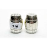 A pair of Indian silver barrel pattern condiments, by Hamilton & Co, Calcutta