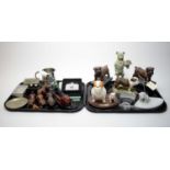 A selection of bulldog collectibles, including: pair of bulldog bookends; and other items