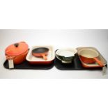 A selection of Le Creuset pans and casserole dishes
