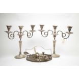 A pair of 19th Century silver plated twin branch candelabra
