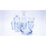 Strombergshyttan glass vases, decanters and a bowl,