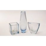 Three Strombergshyttan clear glass vases,