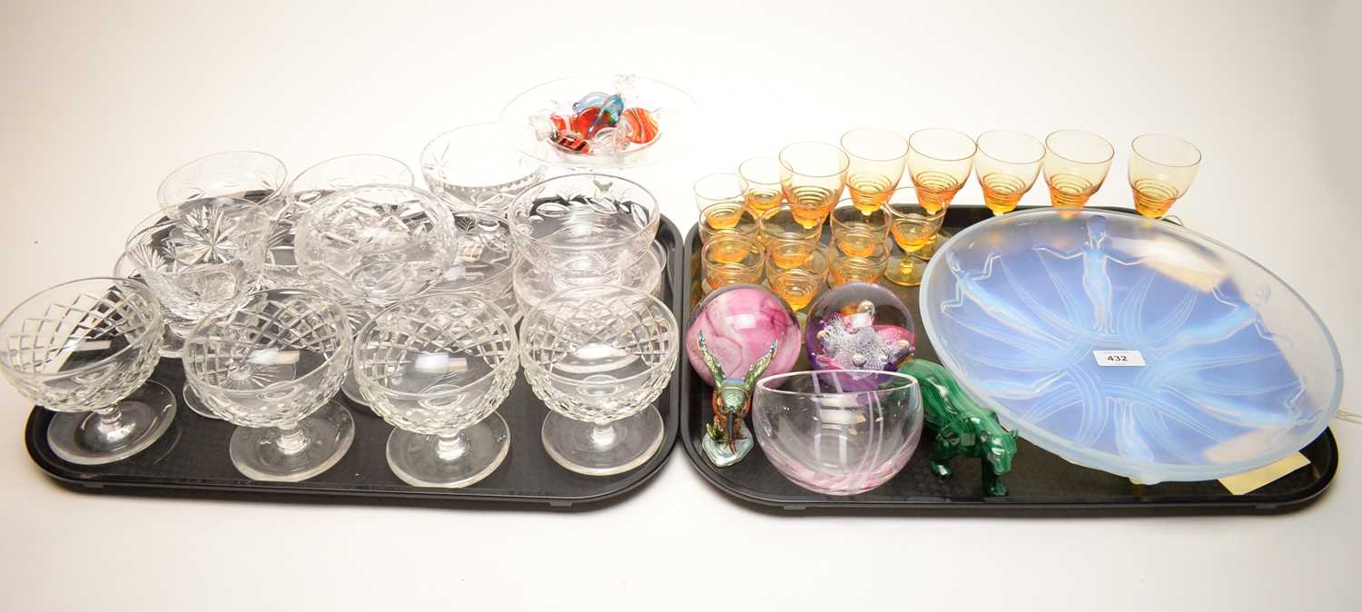 A selection of cut and art glass wares