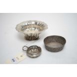 Three antique, foreign silver dishes inc wine taster