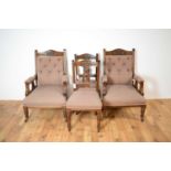 A set of four Edwardian early 20th Century mahogany framed chairs