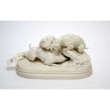 A Copeland Parian figure group of terriers, after P.J. Mene, signed to base.