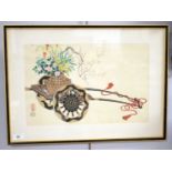 After Kin U Takeshita - A 1960s Chinese Oriental wood block print of a cart