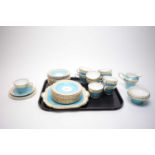 An Aynsley part tea service, decorated with turquoise and gilt borders