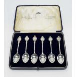 A cased set of six Royal Commemorative silver coffee spoons