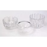 Two Orrefors glass bowls and another glass bowl.