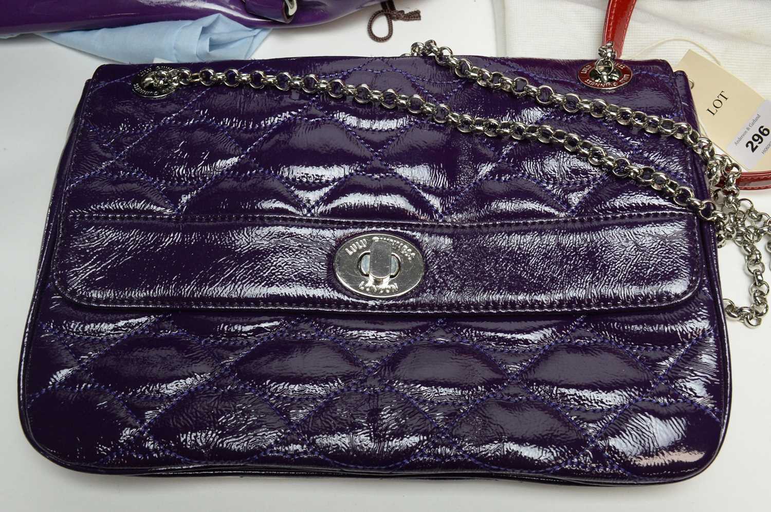 A Lulu Guinness quilted purple leather shoulder bag; and two others - Image 2 of 4