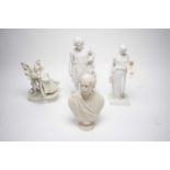 Two Copenhagen Parian figures; and two other items