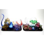 A selection of art glass wares