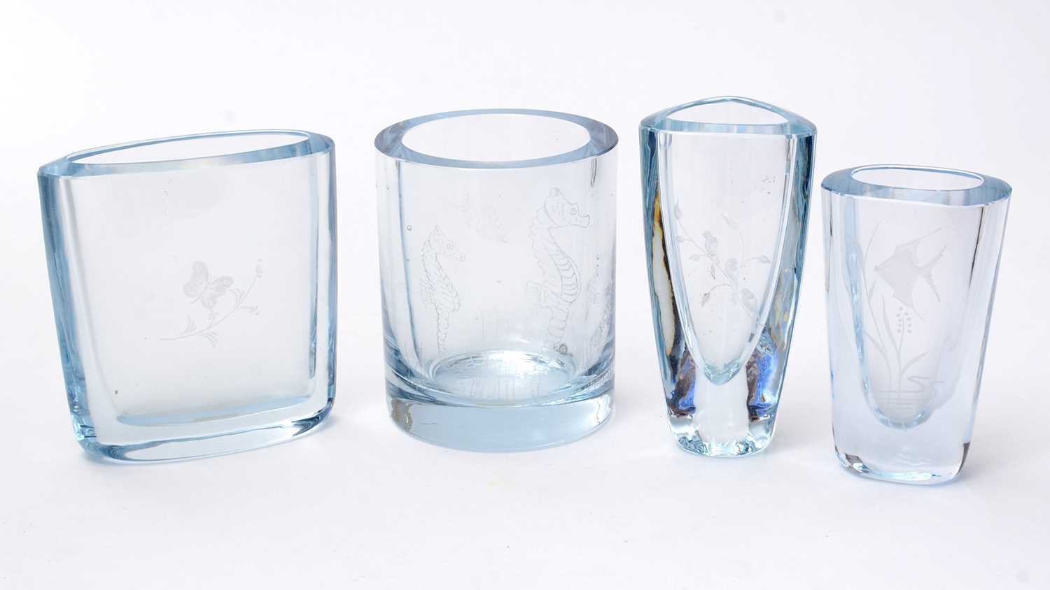 Seven Strombergshyttan clear glass vases - Image 2 of 3