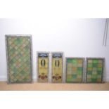 A selection of 19th Century stained leaded glass window panels.