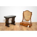 A 19th Century mahogany toilet mirror together with a stool