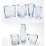 Seven Strombergshyttan clear glass vases