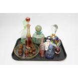 A selection of glass scent bottles and decanters