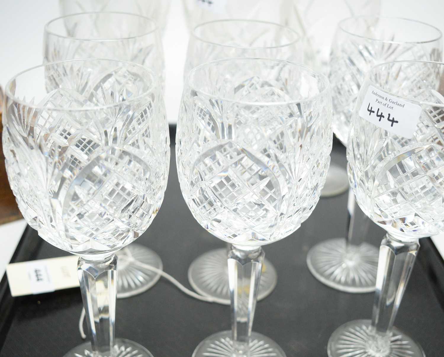 A set of six stemmed wine glasses; together with a set of five John Rocha wine glasses. - Image 3 of 3