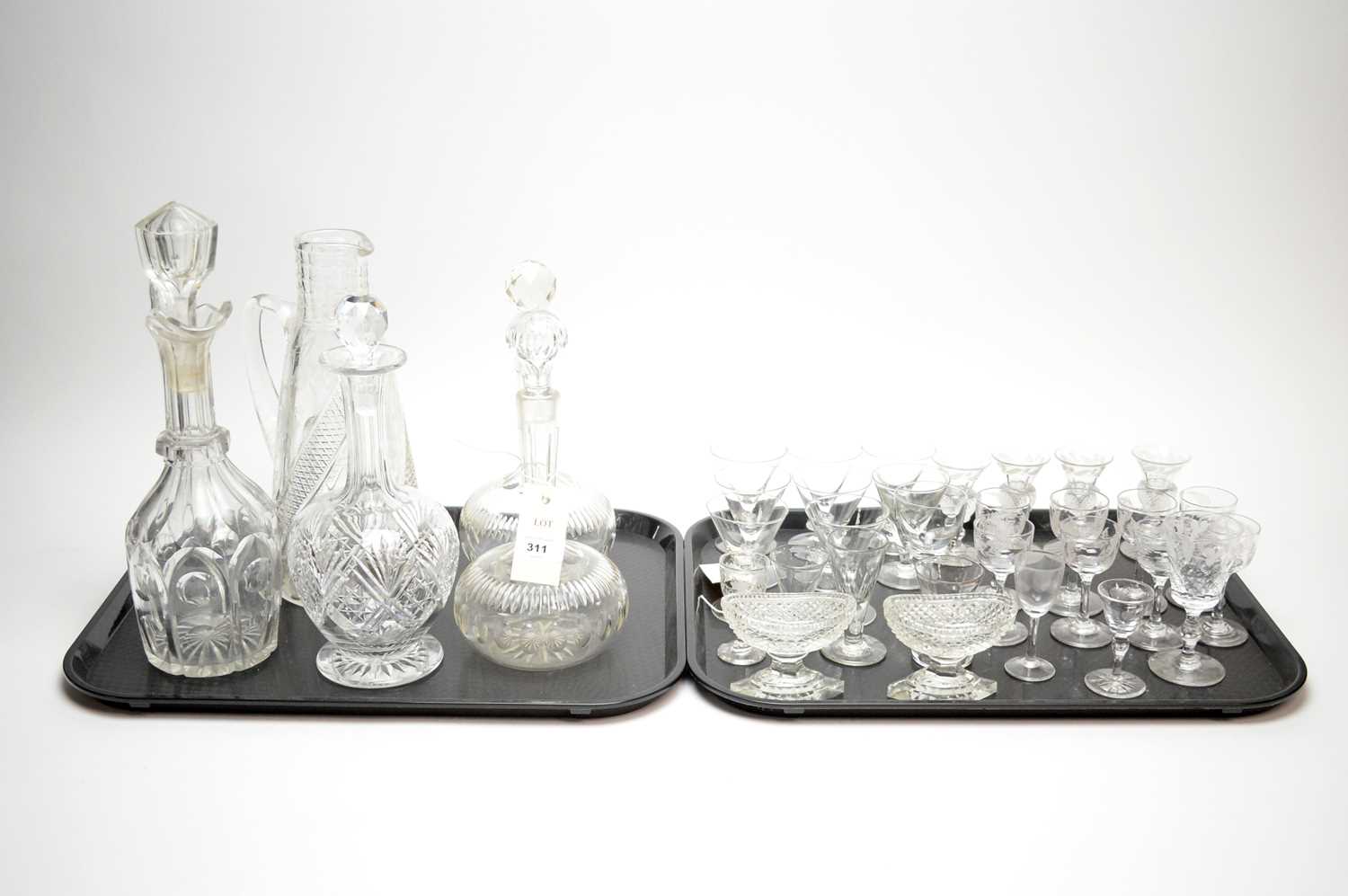 A selection of crystal and cut glass wares