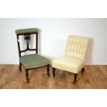 A 19th Century Victorian button backed nursing chair, and an early 20th Century nursing chair.
