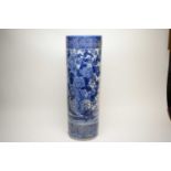 A Chinese floor-standing blue and white sleeve vase