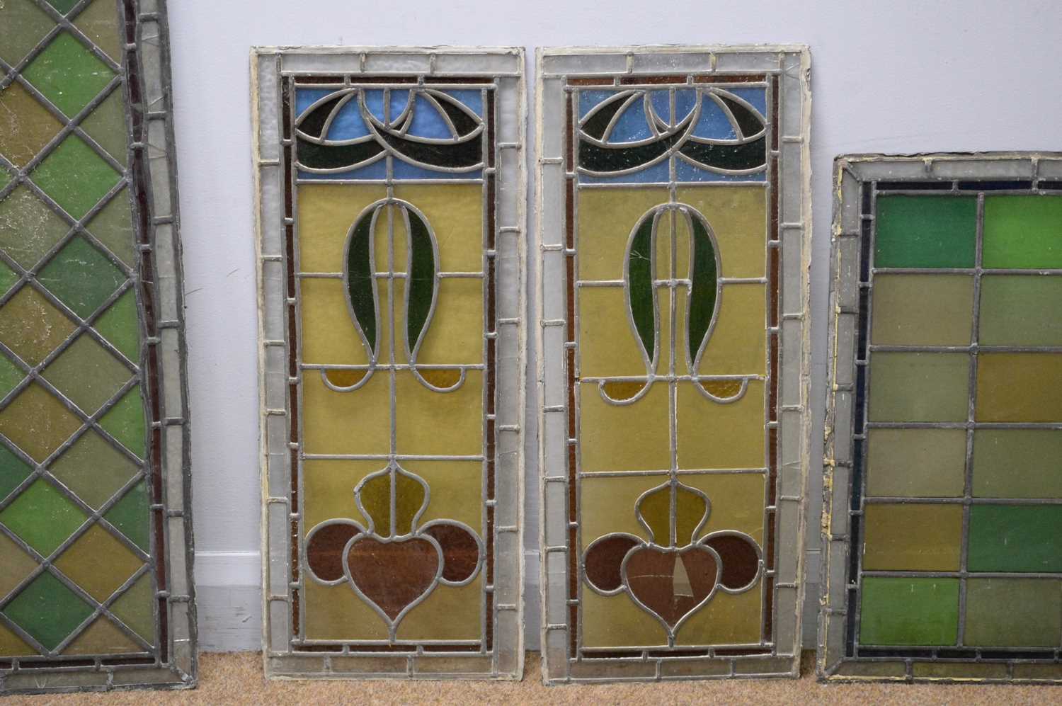 A selection of 19th Century stained leaded glass window panels. - Image 2 of 4