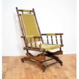 A 19th Century Victorian mahogany Boston rocker armchair