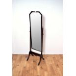 A 20th Century mahogany framed cheval mirror