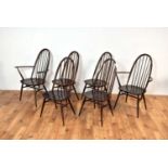 Ercol - Lucian Ercolani - Quaker: Six retro vintage mid 20th Century beech and elm Windsor chairs