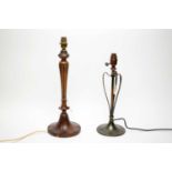 An Art Nouveau style bronzed copper table lamp' and another