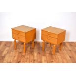 A pair of retro vintage 20th Century teak bedside cabinets by Schreiber