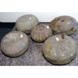 Five vintage curling stones