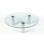 A retro vintage 20th Century industrial space-age coffee table of circular form