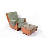 A mid 20th Century circa 1960's saddleback gaming chair by G-Plan; together with a G-Plan stool