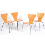 After Arne Jacobsen for Fritz Hansen, Ant Chair, a set of four retro dining chairs by Morris