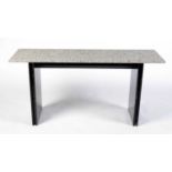 A contemporary marble twin pedestal table of rectangular form