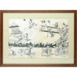 Thomas Maybank RA (1869-1929): original pen and ink, flying machines