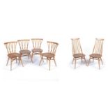 Ercol: four No. 376 Windsor latticed chairs; and two No. 369 Goldsmith Windsor chairs.