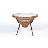 Franco Albini: a mid 20th Century rattan wrought metal coffee table.