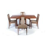 Attributed to G-Plan: teak drop leaf dining table; and four G-Plan dining chairs.