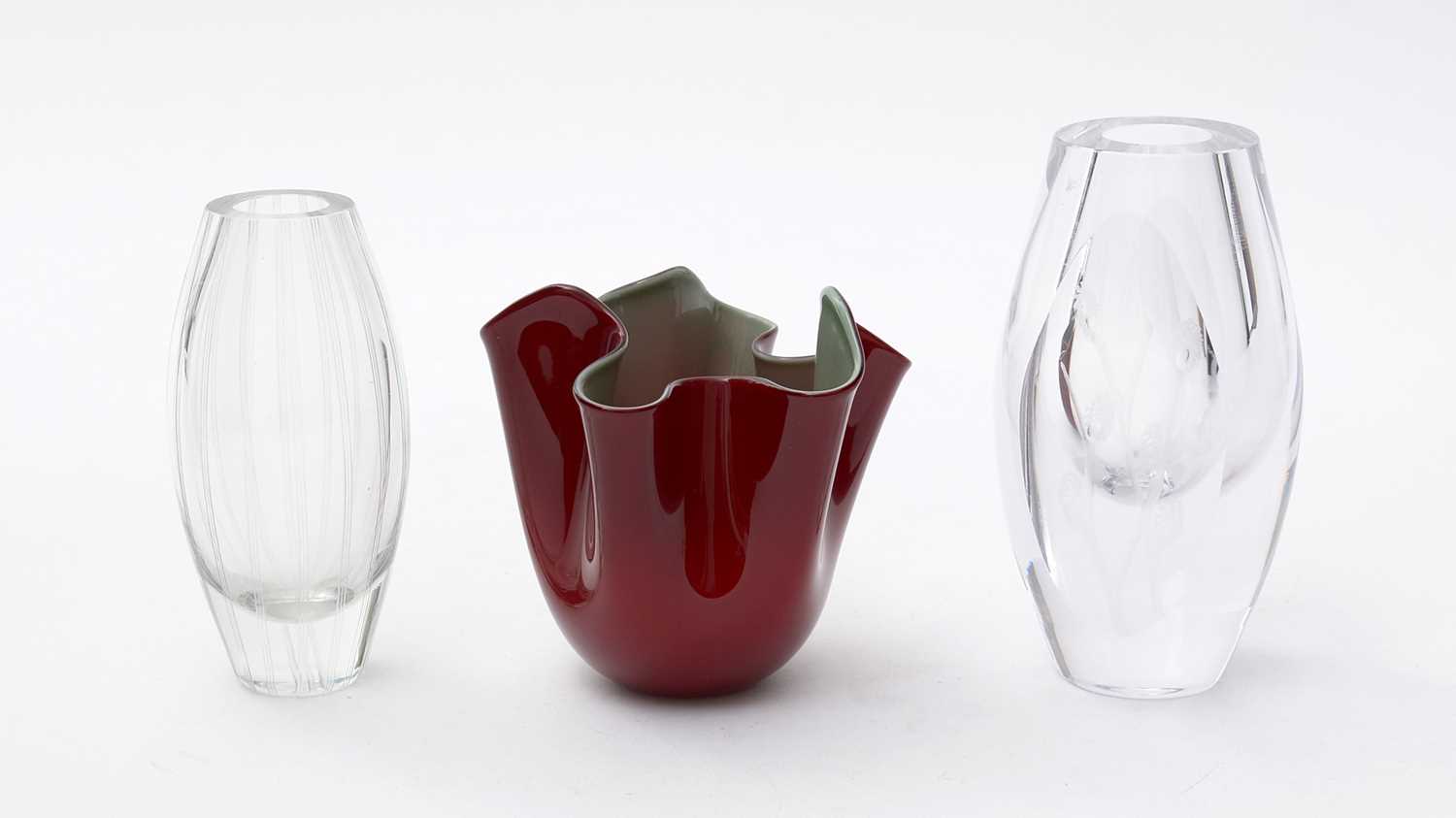 Two Scandinavian glass vases and a Venini vase