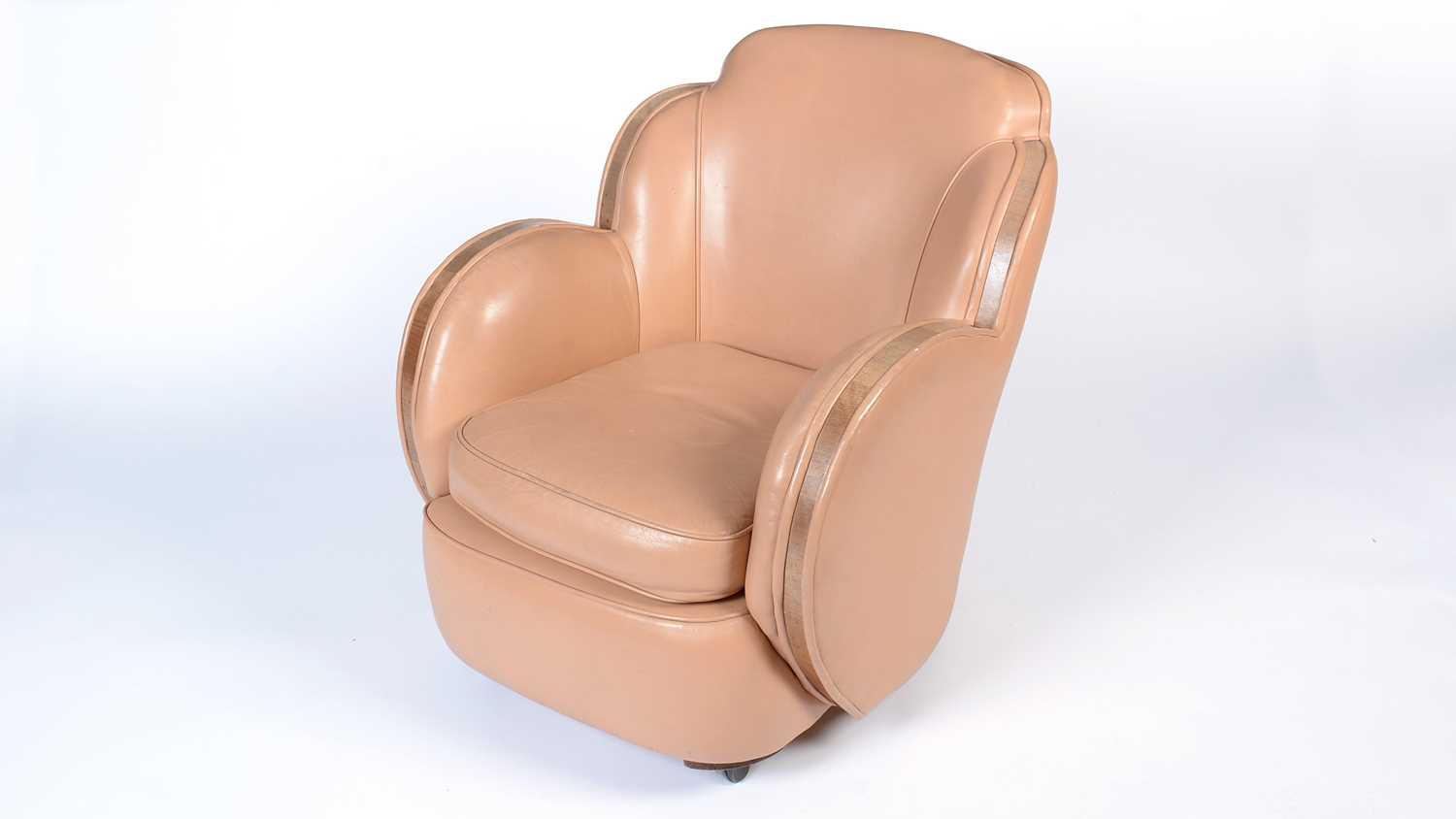 An Art Deco caramel leather 'Cloud' armchair.