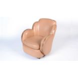 An Art Deco caramel leather 'Cloud' armchair.
