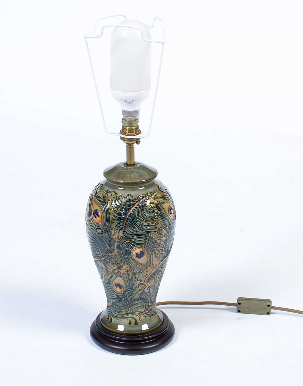 Moorcroft Peacock feather lamp base - Image 4 of 4