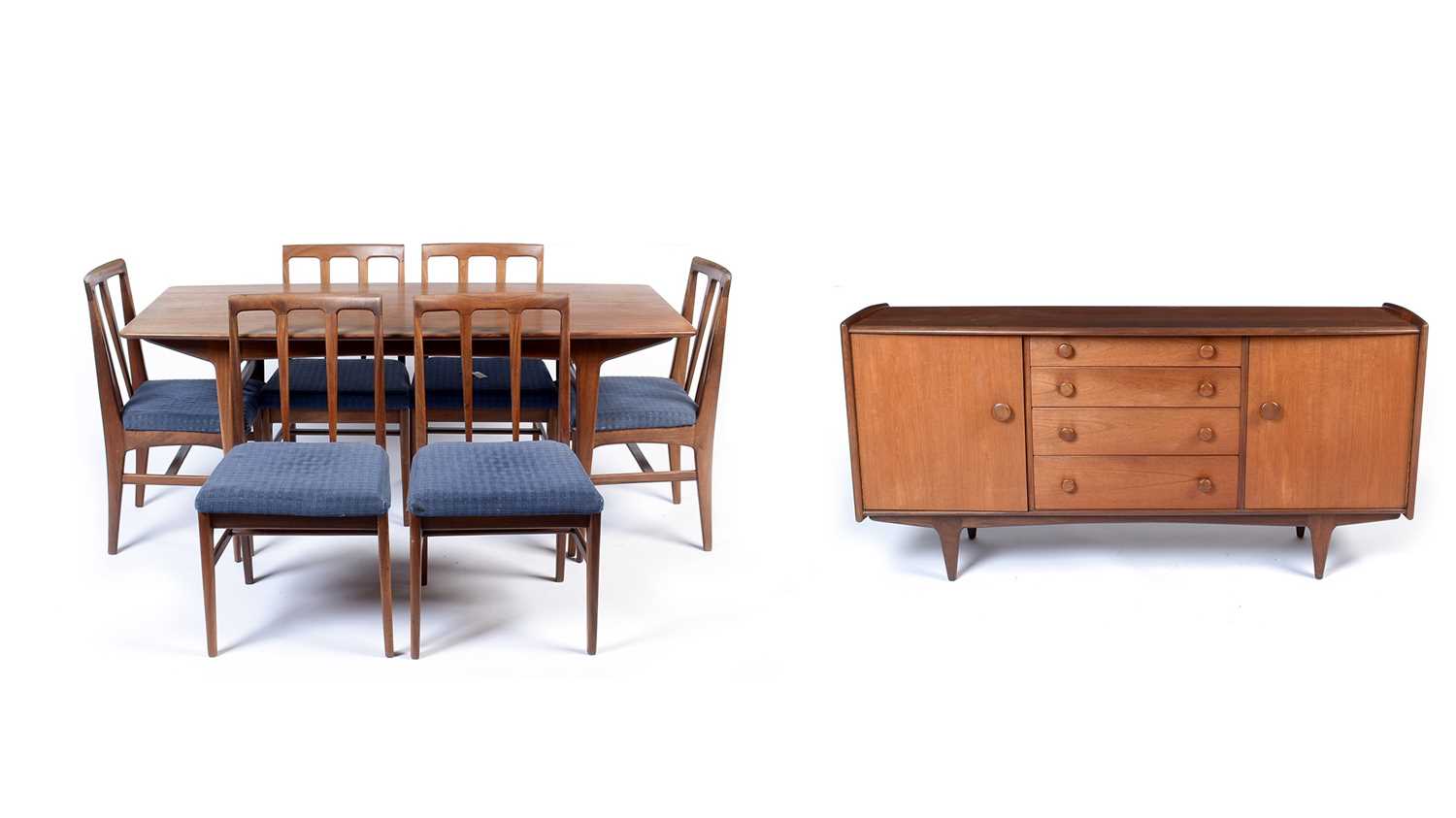 John Herbert for A. Younger Ltd: a mid Century Volnay range dining room suite.