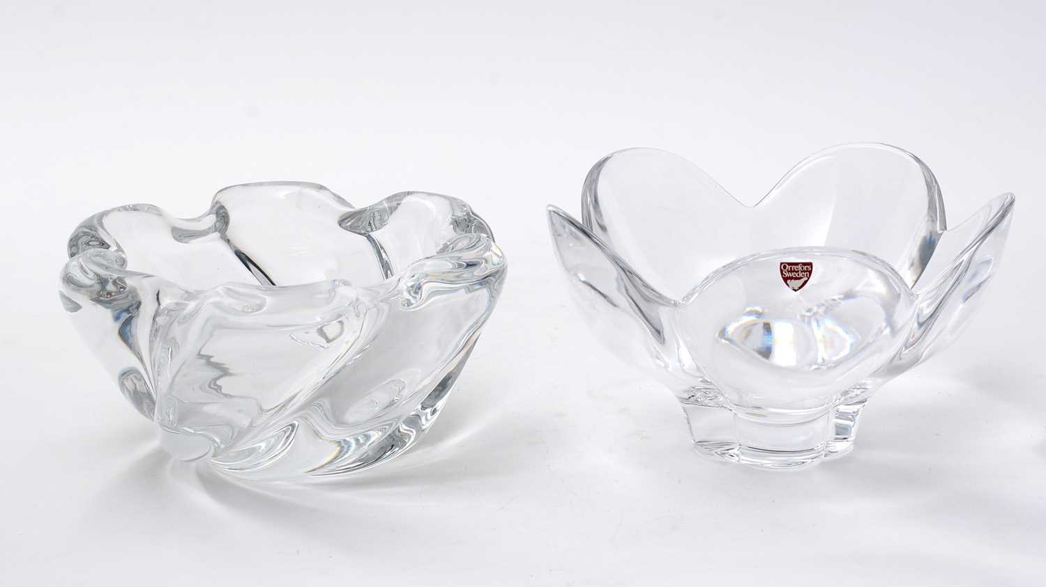 Two Orrefors heavy glass bowls