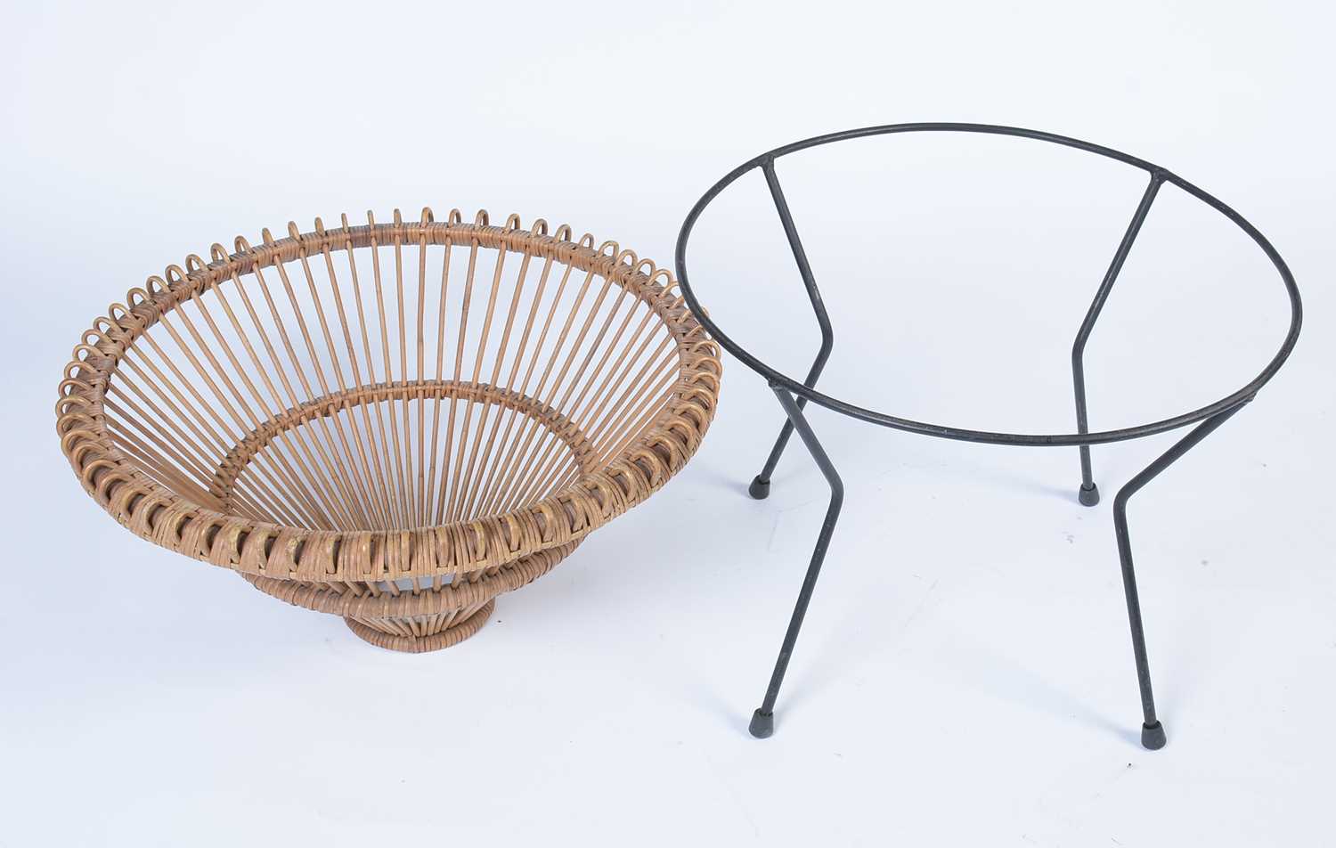 Franco Albini: a mid 20th Century rattan wrought metal coffee table. - Image 7 of 7